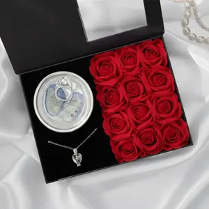 Valentine’s Day Gift Box with Mystery Pearl Necklace & Rose Soap Flowers, Gift for her, Valentines gift for her, Birthday gift for her, Jewerly set, Luxury jewerly set, , Viral wish peral, Necklace set, Mystery gift, Blind box