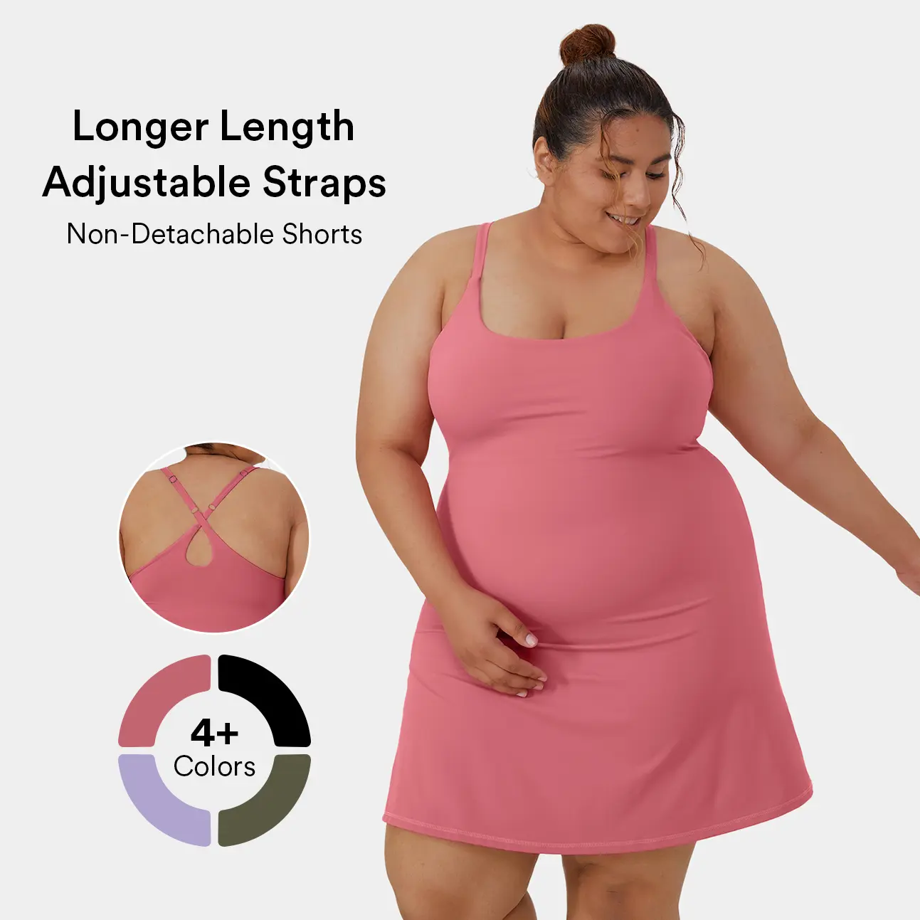 Halara Everyday Cloudful Fabric Backless 2-in-1 Flare Plus Size Activity Dress-Wannabe-Longer Length & Adjustable Straps