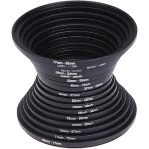 18 count Filter Ring Adapter Set, 37-82mm Metal Step Up/Down Rings Lens Adapter Filter Set Compatible with Digital SLR Camera, Camera Lens Filters Metal Stepping Rings Kit (Color:Black)