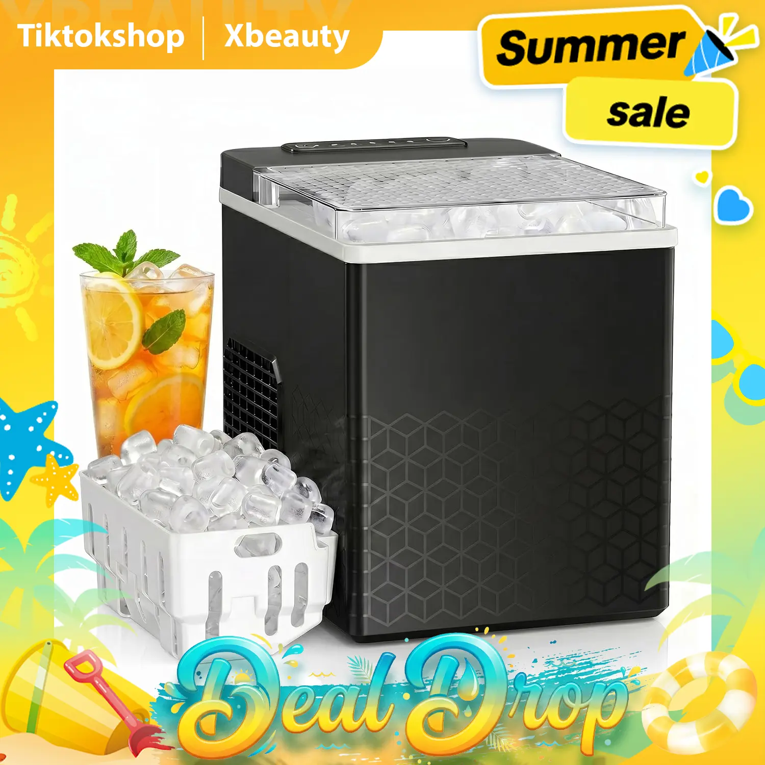 Xbeauty Countertop Bullet Ice Maker, 27Lbs/24H Ice Machine with Fast 6-13 Min Ice Making, Self-Cleaning Portable Ice Maker for Home Kitchen RV,home essentials