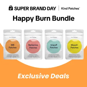 Kind Patches Happy Burn Bundle, Mood+ Patches + MB Patches + Berberine Patches + Unpuff Patches, Metabolic/Mood Support, Clean Energy, Balanced Gut, Digestive Health, Natural Ingredients, Vegan