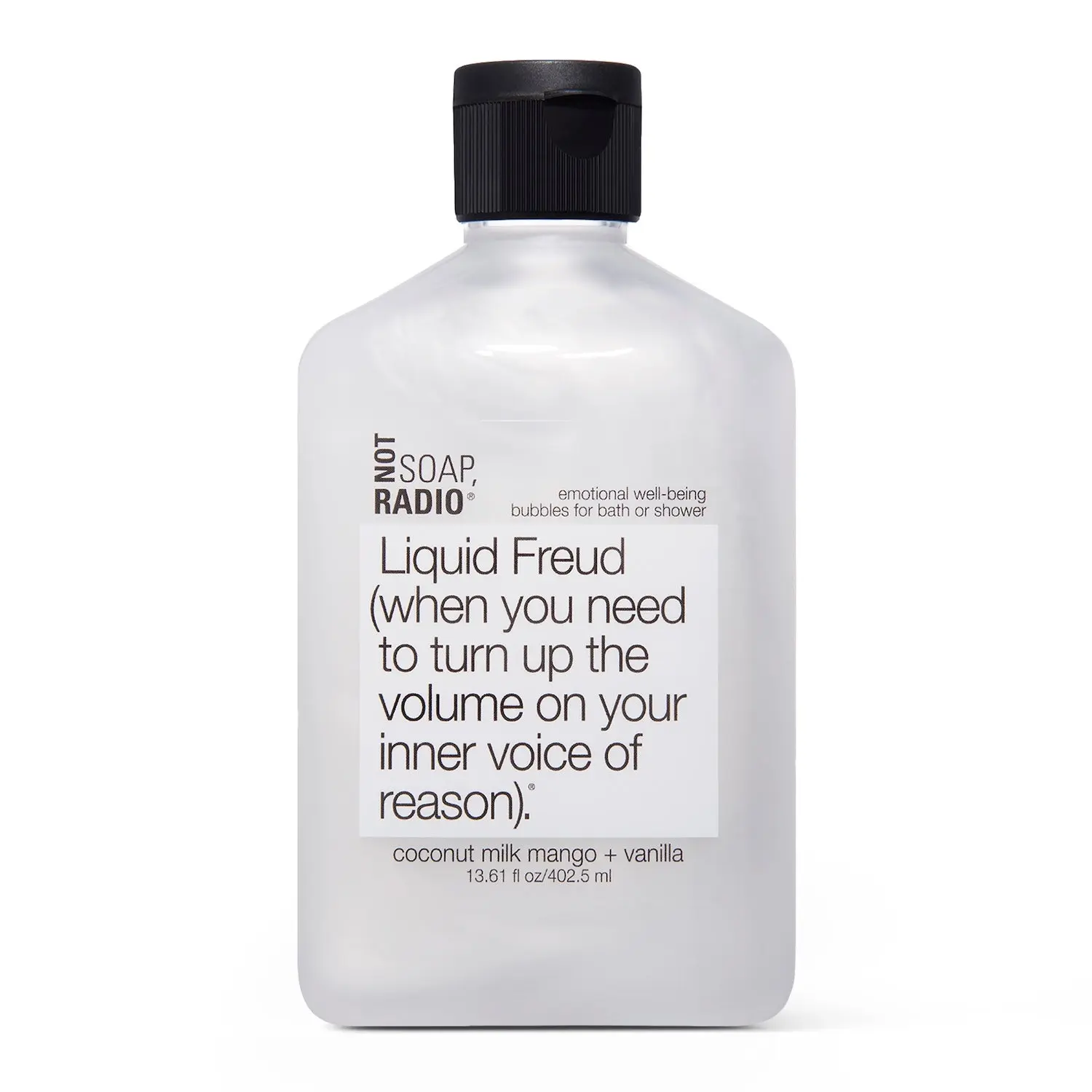 Not Soap Radio Liquid Freud Bath/Shower Gel Coconut Milk Mango Vanilla St John's Wort Mood Lift Paraben Free Botanical Blend