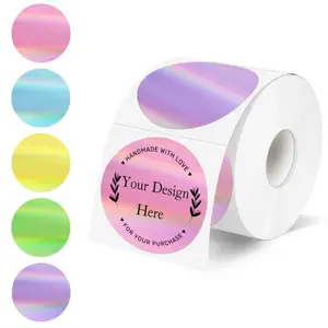 STARBOLING 2" Holographic Round Thermal Label Stickers Rainbow Glitter for Gift Wrapping Spring Colors 5 Options