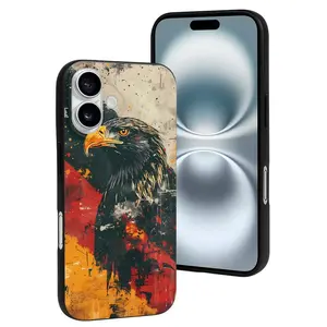 Compatible with Iphone 16 Case Cute - Ink Style Bald Eagle Soft Silicone Case Compatible with Iphone 16 Phone Case for Women Men