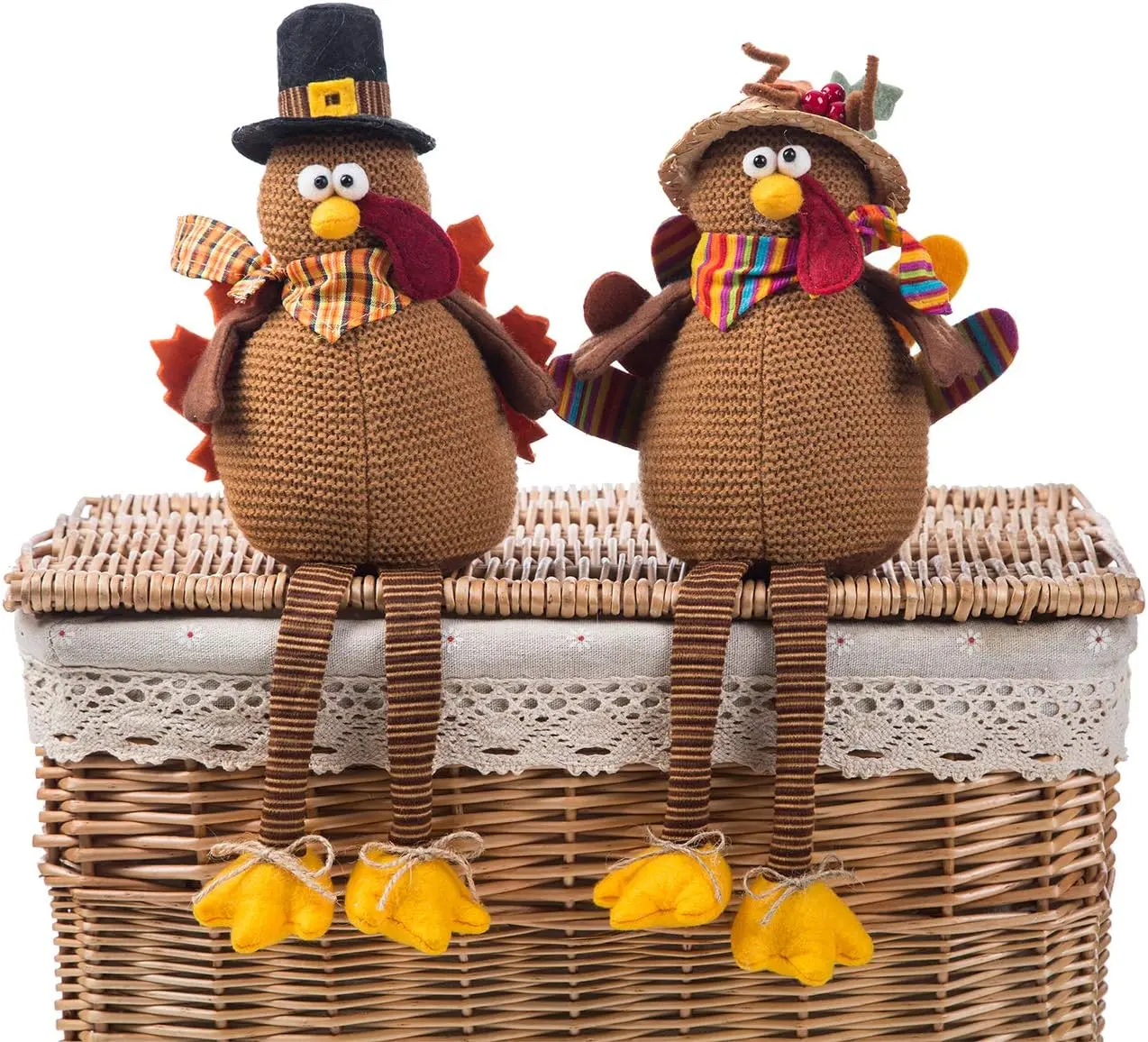 2 Pack Stuffed Turkey Couple Doll Thanksgiving Table Decoration | Thanksgiving Decorations Table Turkey Stuffed Exquisite Handmade Turkey Doll Kit for Autumn Fall Thanksgiving Home Decor