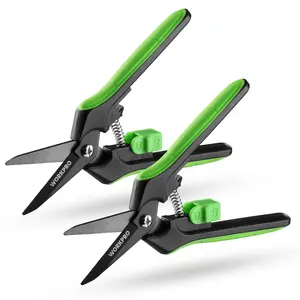 WORKPRO 2-Pack 6-Inch Garden Pruning Shears, Sharp High-Carbon Steel Harvest Snips with Nonstick Coated Blade, Spring-Loaded Gardening Scissors with Safety Lock for Flower, Fruit & Vegetable Picking