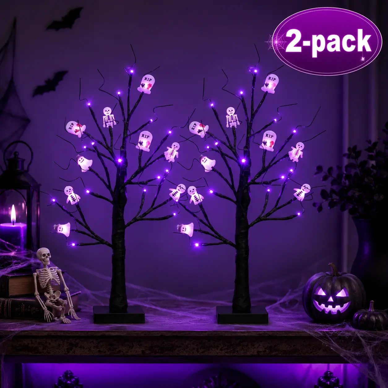 Purple Light Tree Lamp