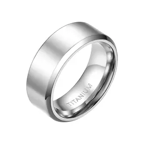 OIDEA 8mm Couples Titanium Wedding Ring Silver Polished Comfort Fit Engagement Anniversary Promise Band Stackable Birthday Gift Set