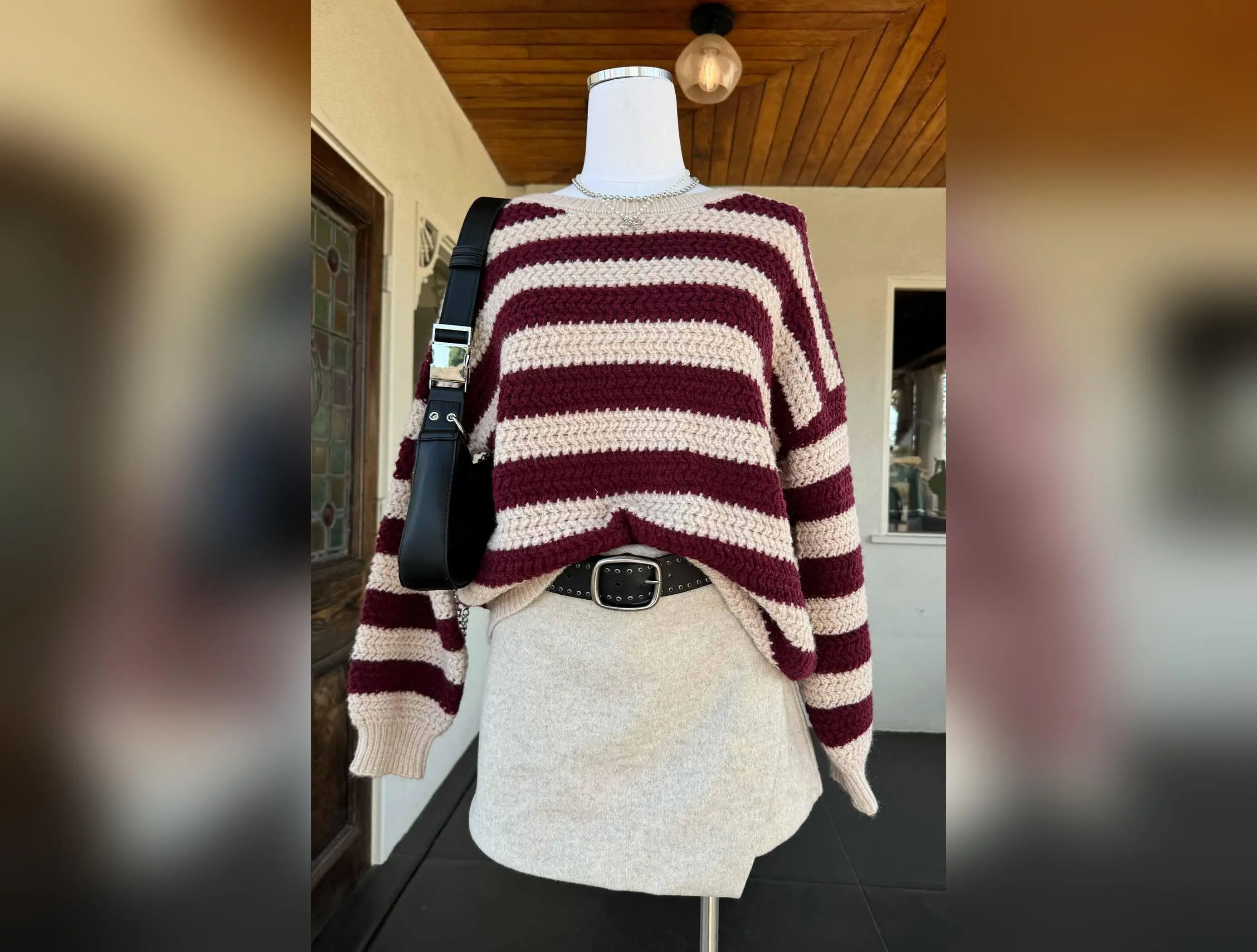 Striped Crochet Sweater by For Good