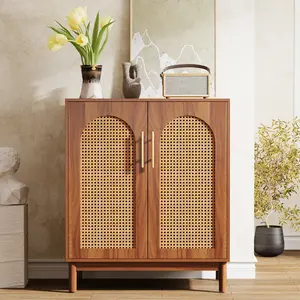 LITTLE TREE Set of 2 Rattan Sideboard Buffet Cabinet with Storage, 59 Inch Accent Cabinet for Dining Room, Living Room, Kitchen