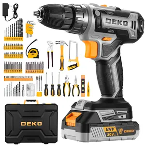 DEKO 20V Cordless Drill 186-Piece Multi-Functional Tool Set for Home DIY Projects, Repairs, and Daily Maintenance with Battery Drill fathersdaygift