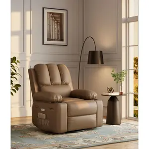Recliner Chair – 360° Swivel Rocker Recliner with Heat & Massage – Soft Lazy Boy Recliner with 2 Cup Holders & Side Pocket for Living Room, Bedroom, Nursery