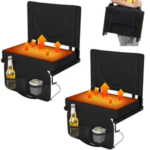 Heated Stadium Seats with Backrest and Cushion, Portable and Lightweight, Ideal for Camping, Beach, Sporting Events, Folds to Compact Size, Extra Wide, USB Battery Not Included