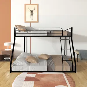 Twin Over Full Bunk Bed with Ladder and Guardrails