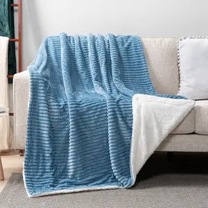 PAVILIA Sherpa Fleece Throw Blanket for Couch, Soft Plush Fuzzy Blankets, Fluffy Flannel Sherpa Blanket for Sofa, Warm 3D Ribbed Winter Blanket Gift