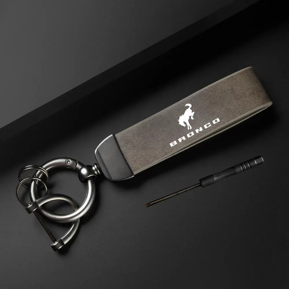 Car Keychain, PU Leather Car Keychain, Simple Design Car Interior Decoration Accessories for Ford Bronco, Car Key Accessory, Car Key Chains