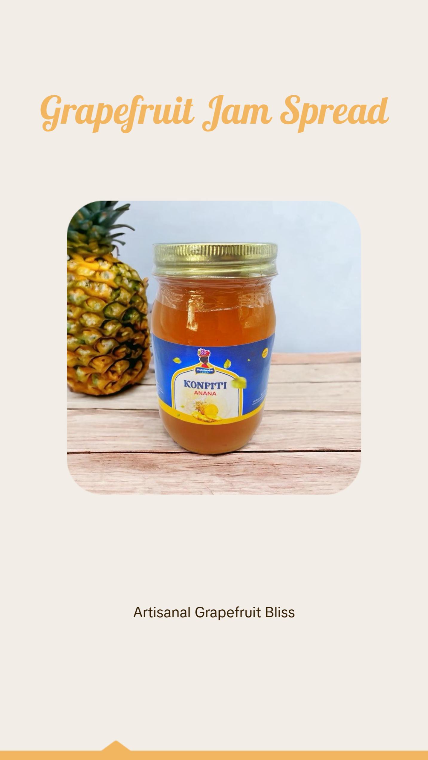 Konfiti Natural Snack Flavor Sweet Fruit Dessert - Grapefruit Jam with Citrus Notes - Artisanal Spread for Breakfast, Brunch, and More - Tangy, Sugar, Perfume, Fresh