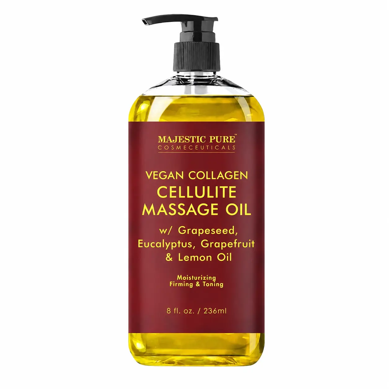 Vegan Collagen cellulite massage oil with Eucalyptus & Smooth Cellulite Support, 8 fl oz