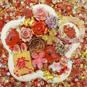 New Year Rose Bouquet - 20-30mm Resin Cabochon Mix for DIY Deco Crafts Whipped Cream Glue, Resin Art, Frame & Mirror Decoration