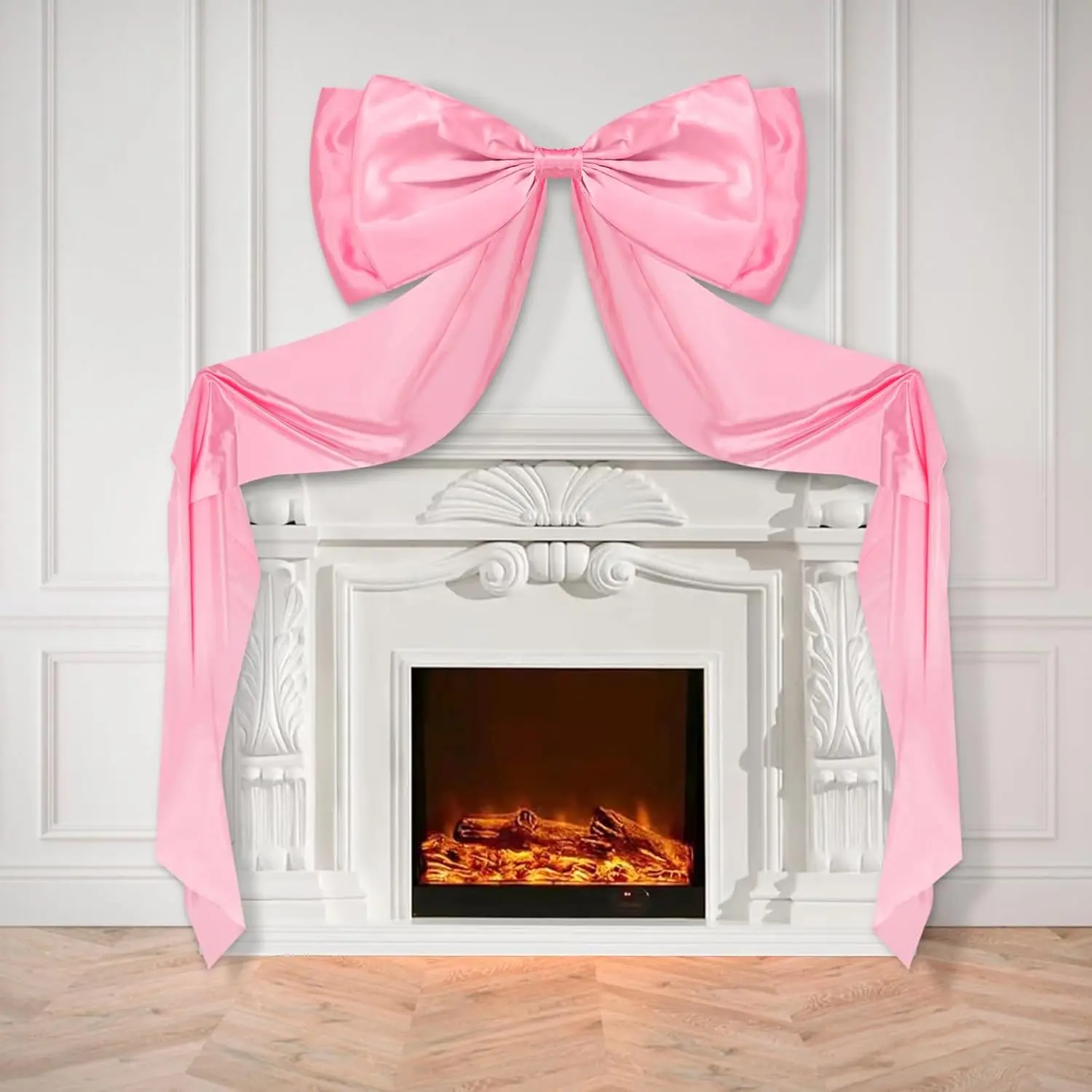 1 Pack Giant Pink Bow Decor 34x 94 Inches Large Coquette Bow Satin Bow Backdrop for Wedding Bridal Shower Birthday Party Room Wall Decor
