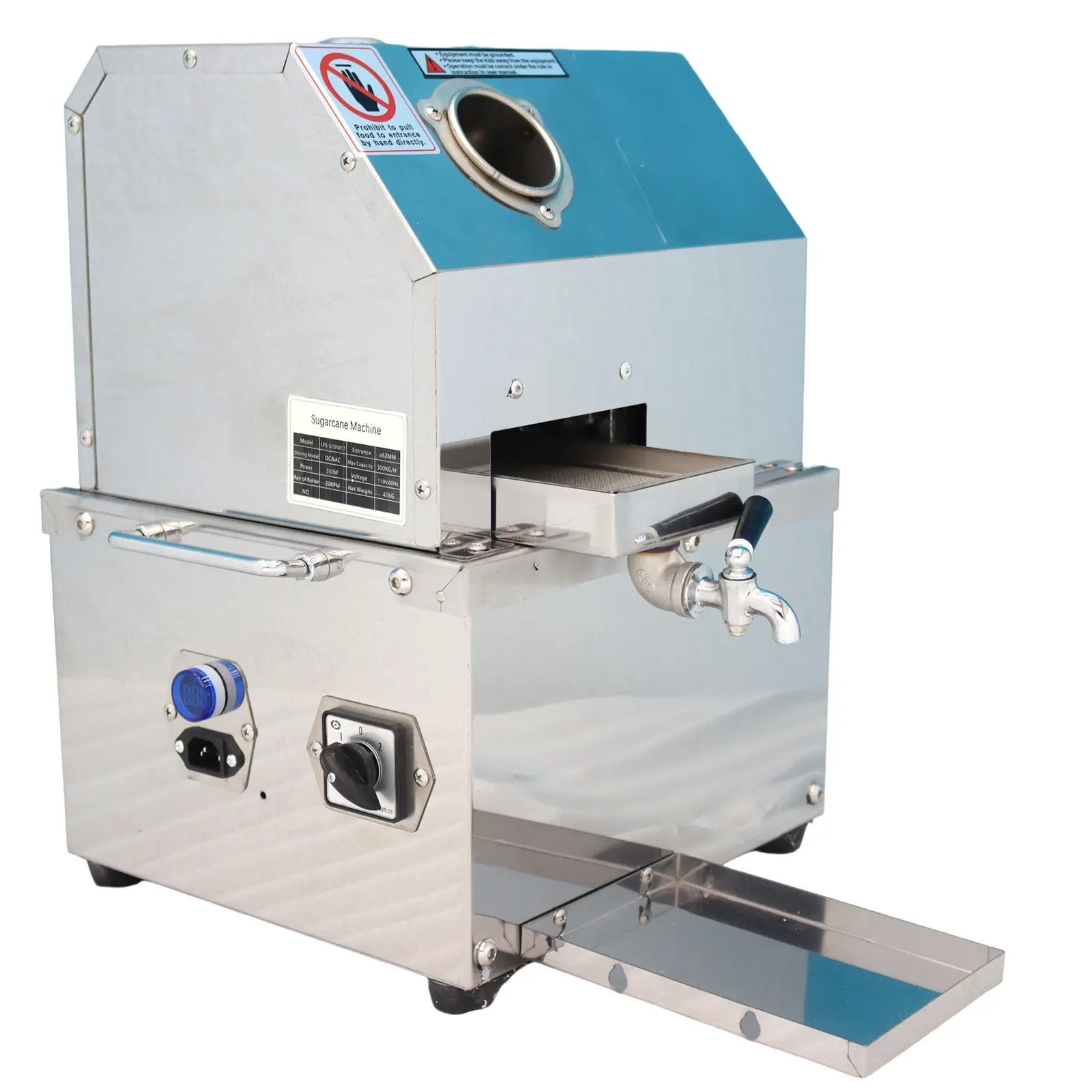 YOKOMA 24V DC & 110V AC Electric Sugarcane Juice Extractor, Commercial Sugar Cane Presser for Beverage Shop