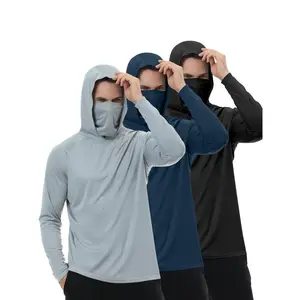 Men’s long-sleeve sports hoodie for fishing, with built-in face mask