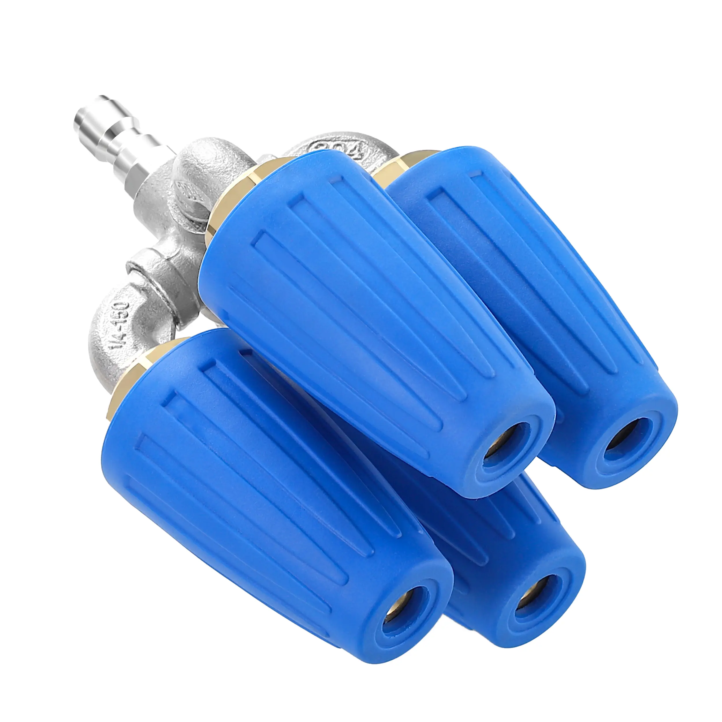 4-in-1 Turbo Nozzle Pressure Washer Sprayer & Garden Sprayer, Max 4000 PSI, 2.0 Orifice Stainless Steel Quadruple Tips, 140°F/60°C, Enhanced Flow, 1/4" Quick Connector, Blue Car Washing Accessory Garden Hose Connector Garden Water Hose
