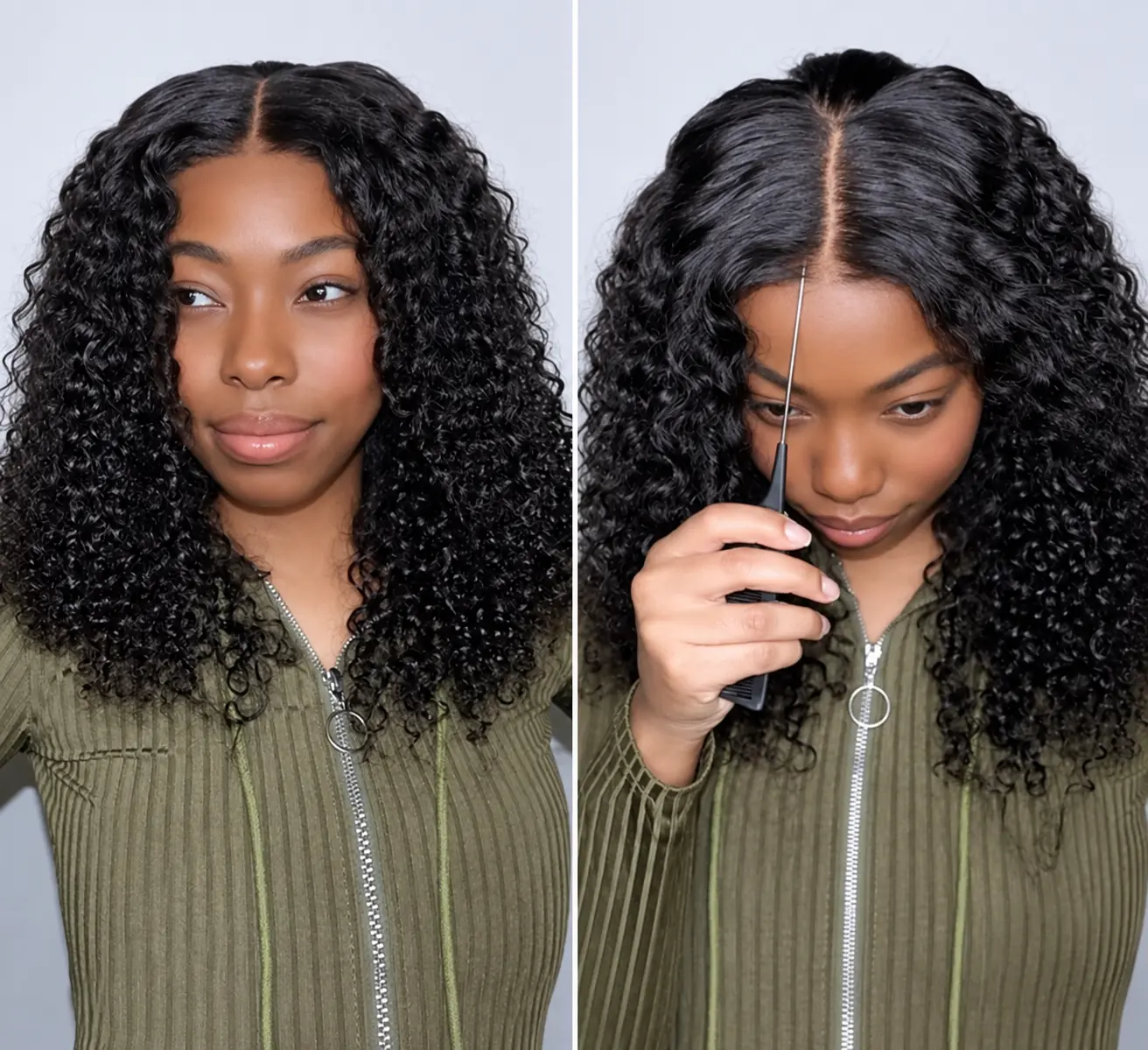 [14“ only $79] LWIGS Water Wave Pre Bleached Tiny Knots 5x5 Skinlike HD Wear Go Glueless Wigs 180 Density Human Hair Wigs For Beginners Natural Black Curly Kinky Curly Real Skinlike HD Lace Closure