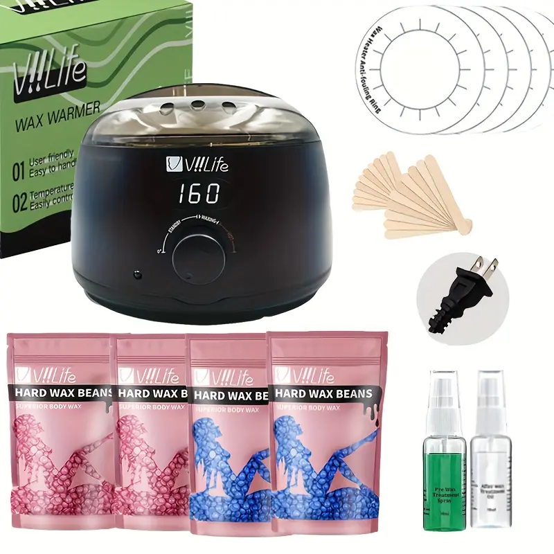 The digital display wax depilation kit, hard wax hair removal kit for the entire body, Wax Beans, Brazilian wax depilation kit for both men & women, user-friendly design, salon-grade digital display wax heater depilation, Waxing Warmer Machine, Waxing Kit