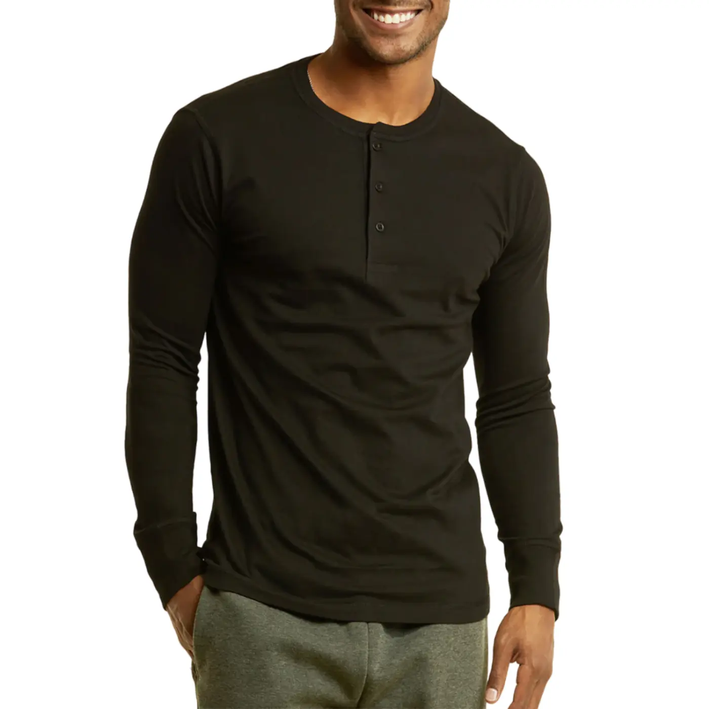 Men's Henley Shirt Cotton Long Sleeve Tops S-3XL Regular Big & Tall Solid Breathable Comfy Basic Layering Top Menswear Underwear Classic Casual Spring
