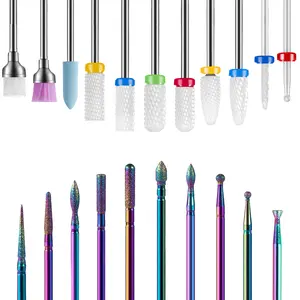 21PCS Nail Drill Bit Kit | 3/32 Inch Ceramic Bits for Acrylic Nails | Cuticle Cleaner & Polishing Tools | Manicure Pedicure Set for Home & Salon