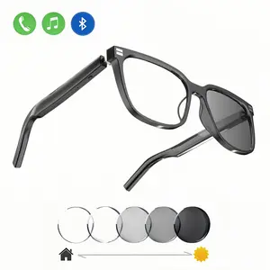 Oversized frames Bluetooth audio smart glasses with photochromic lenses that darken in sunlight, surround sound and wireless microphones