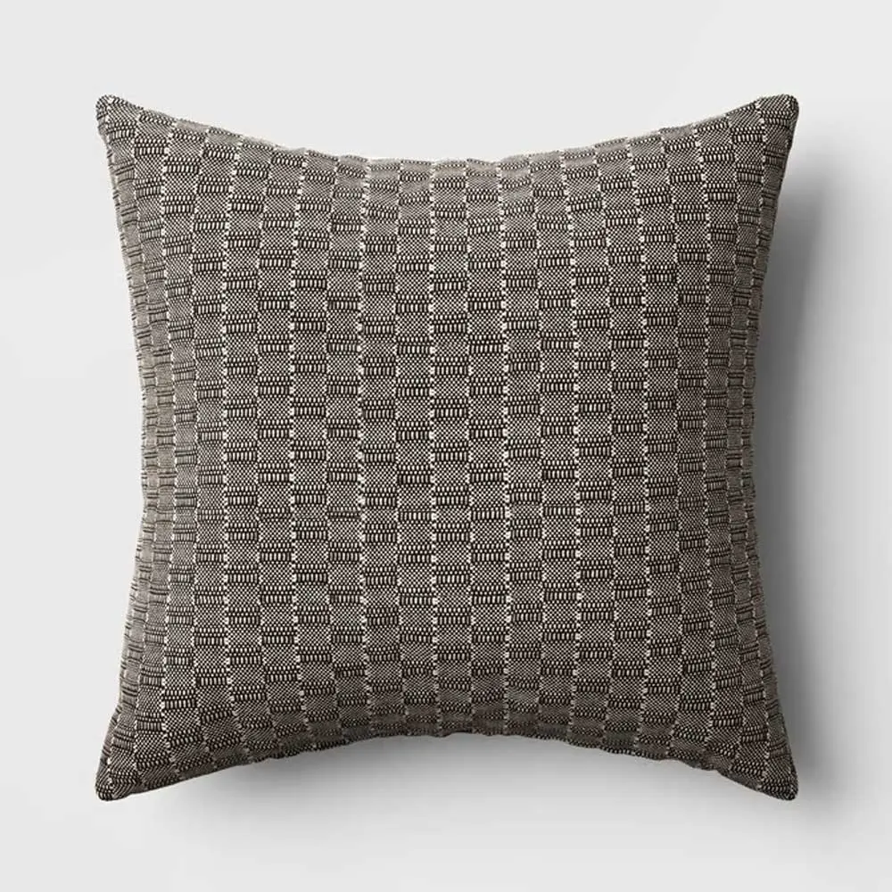 Oversized Textural Woven Square Throw Pillow Black/Neutral - Threshold: Modern Cotton Decor for Indoor Comfort