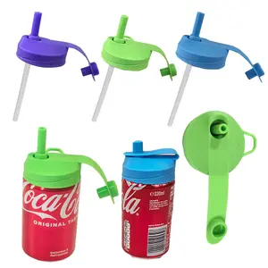3 Pack Silicone Soda Can Lids with Straw, Pop Can Covers with Handle, Reusable Can Covers for Soda, Coke, Beer, Juice, Beverage, Fits Standard Cans, Travel Assistant