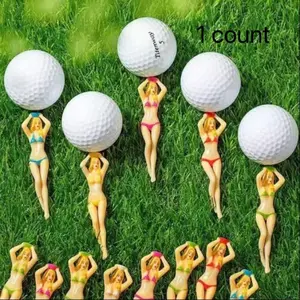 1count  beauty bikini ladies shape golftees, TEE plastic body nail, personalized ball seat, ballholder, multi-color, durable and sturdy, suitable forholiday birthday gifts, Golf Accessories