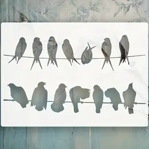 Reusable Bird Wire Template, 11.26x8.27 Inches, Plastic Material, Cream Color, Ideal for Wall, Fabric, Wood, Furniture, Crafts, DIY Projects
