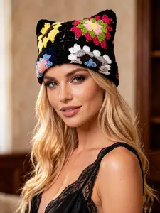 Handmade Y2K Punk Gothic Knit Beanie Hat, Outdoor Street Bohemian Style, Unisex Autumn Winter Wear, Perfect for Casual