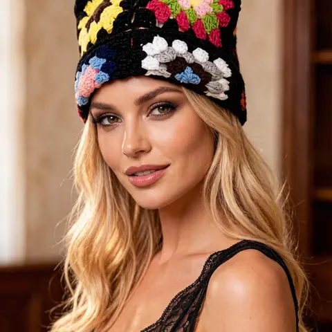 Handmade Y2K Punk Gothic Knitted Beanie Hat, Outdoor Street Bohemian Style, Unisex Autumn Winter Wear, Perfect for Casual