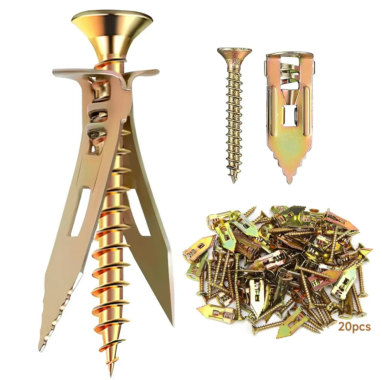 80PCS Carbon Steel Self-Drilling Drywall Anchors and Screws Kit (12x30mm) - Zinc Plating, Serrated Sides, No Pre-Drilling, 66 lbs Holding Power, Ideal for Home Wall Hanging & Office Organization (Galvanized)