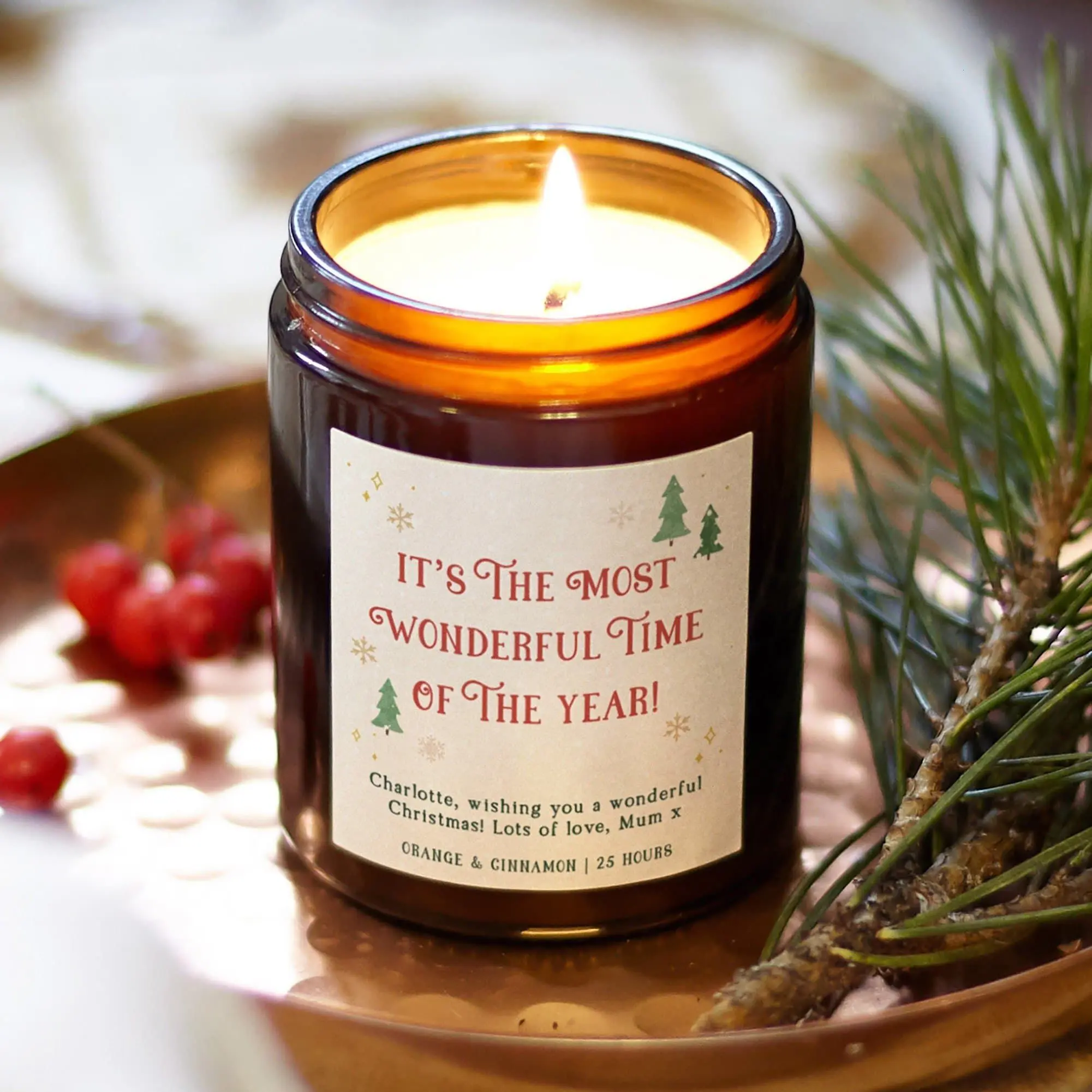 Christmas Decoration Gift - The Most Wonderful Time of the Year - Personalised Christmas Scented Candle