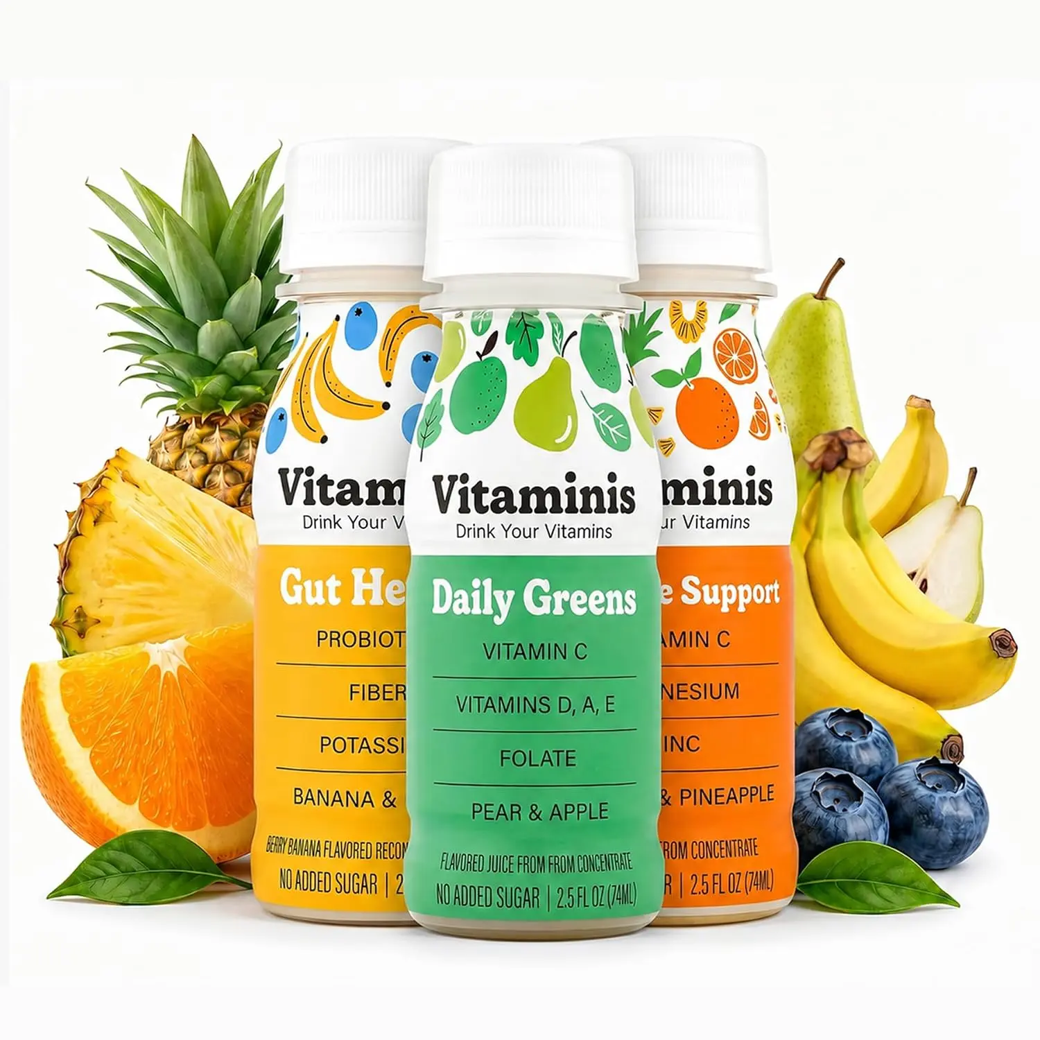 Vitaminis Functional Variety Pack – Sugar-Free, Dairy-Free Youth Vitamin Supplement Shots with Vitamins, Minerals, Greens, Fruit Mix Flavors for Digestive Health