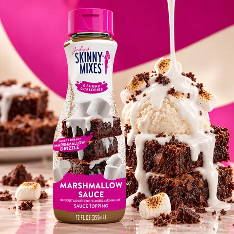 Jordan’s Skinny Mixes Sugar Free Marshmallow Beverage & Dessert Sauce, 0 Calories, for Enhancing Coffees, Ice Cream, Shakes, Yogurt, & More! 12 fl oz