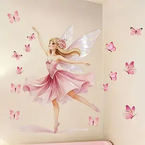 Ballet Fairy Butterfly Wall Sticker, Wall Decal, Ballet Theme, Self-Adhesive Removable Decor, Perfect for Bedroom Headboard Walls, Door, Cabinet Doors