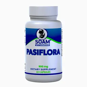 SoamPasiflora x 60 Capsules - Valerian Root, Chamomille, PassionFlower Dietary Supplement for 900 MG - SOAM VITAMINS