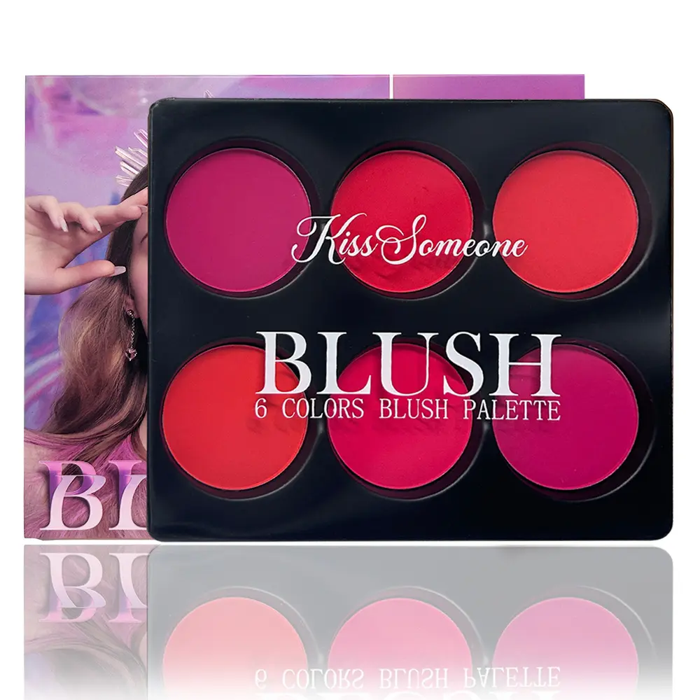 6-color blush palette, multi-color combination for natural nude makeup, everyday versatile makeup, long-lasting and highly pigmented Matte blush palette, Beauty Cosmetics