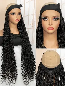 Boho Style Synthetic Wig with Adhesive Strips, Synthetic Braided Lace, Fashionable Hairpiece for Women, Ideal for Daily Use and Work, Box Braided Wigs