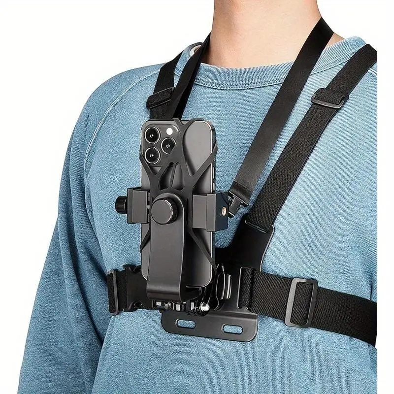 universal adjustable chest strap, suitable for cycling, rowing, fishing, skateboarding-compatible with iPhone, Samsung, GoPro, Insta360, DJI sports cameras, suitable for POV/VLOG recording, ABS material, Camera Accessory