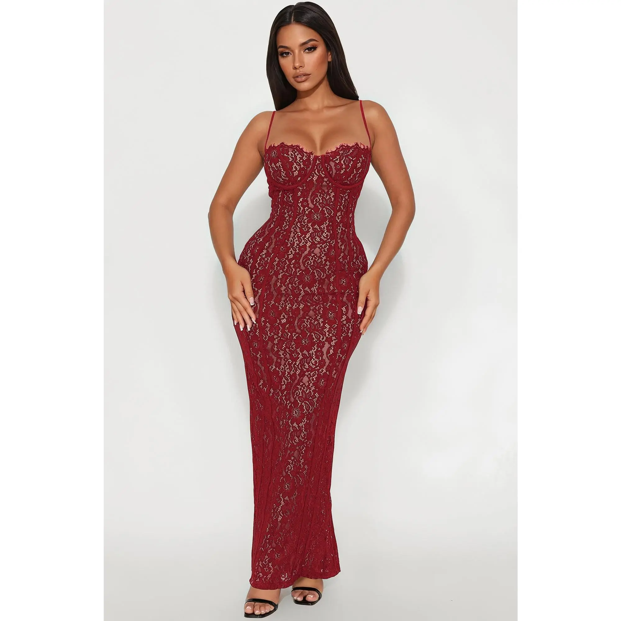 All In Love Lace Maxi Dress - Red