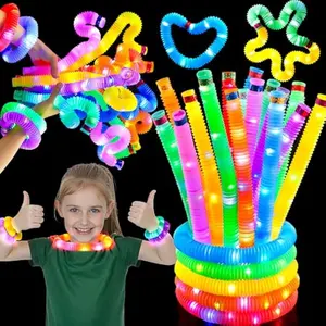 9 Pack Glow Sticks Party Favors for Kids, Light Up Pop Tubes Glow Necklaces Bracelets Party Supplies for Toddlers Boys Girls Birthday Gifts, School Classroom Goodie bags, Treasure Box Toys