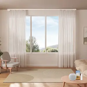 Remac M1 Smart Curtain Track, Apple Home Certified – No-Cut Adjustable Rail, Works with Matter, Alexa & Google, Ceiling/Wall Mount for Bedroom & Living Room, 42–160 inches